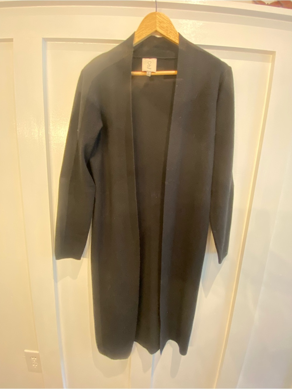 Sioni Long Open-Front Cardigan - Black